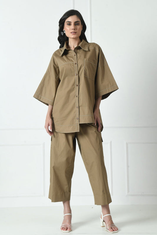 Brown Coord Set, coord set for women, Cotton Coord set, Coord Set for womens,  Sunanta Madaan Coordsets, Semi Formals, Casual Wear