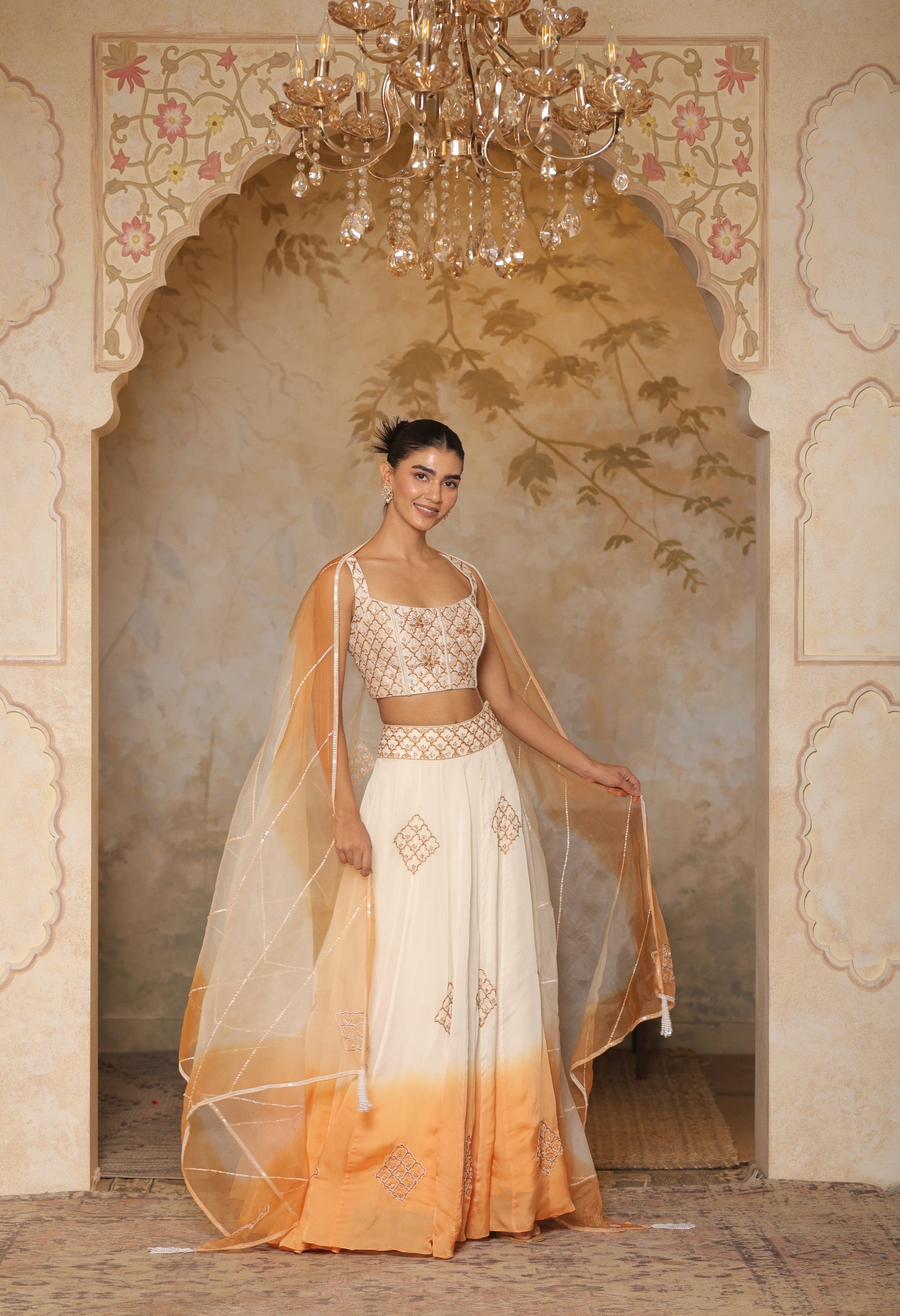 Embroidered lehenga, Engagement lehenga, Dulhan lehenga, Marriage lehenga for bride, White lehenga, Lehenga for Women, Party wear Lehenga