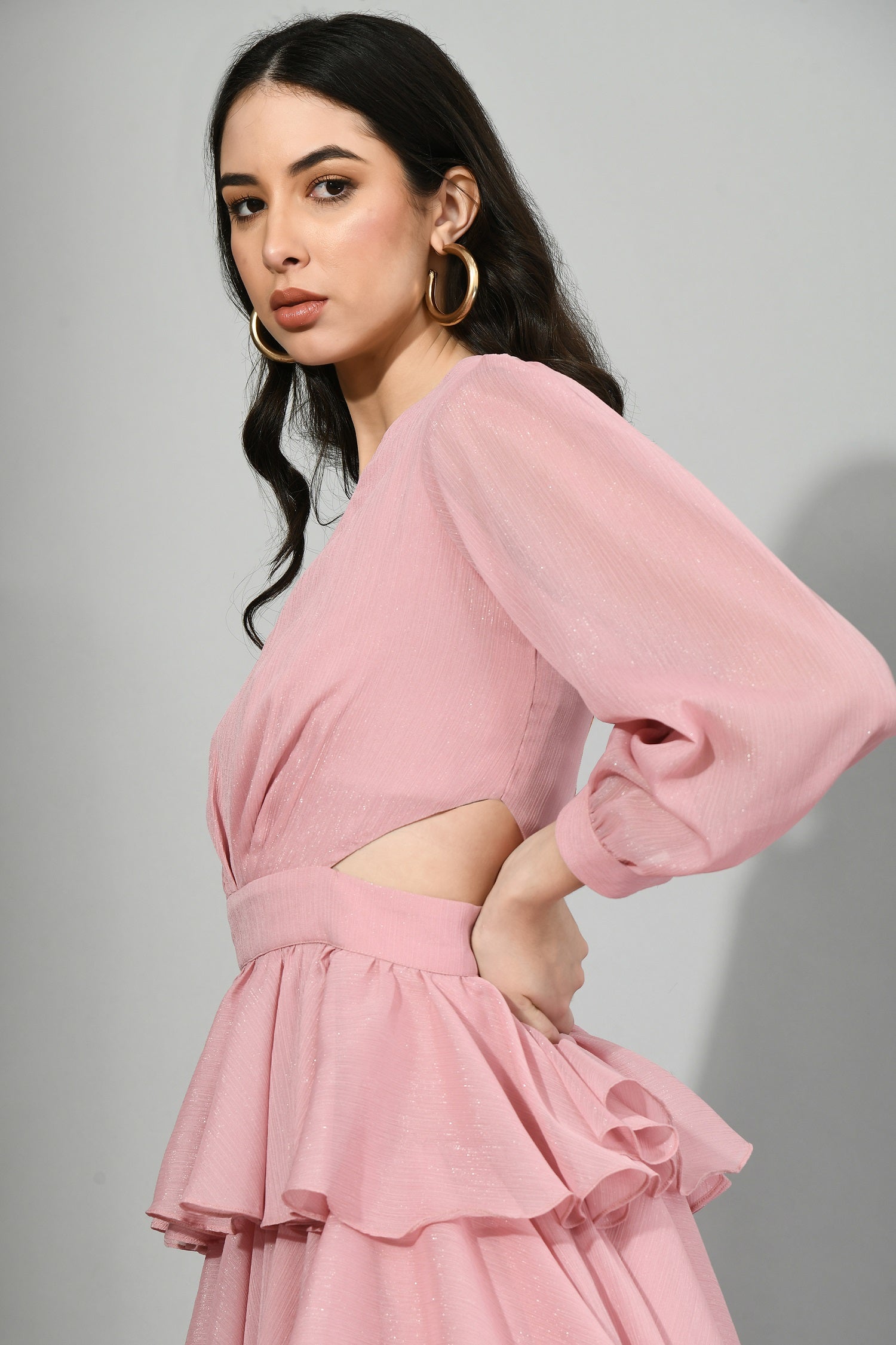 V-neck skirt dress, Party skirt dress, Casual Skirt Dress, Office Wear Skirt Dress, Evening Western dress, Cocktail skirt dress, Florence Pink Ruffle Dress, Sunanta Madaan