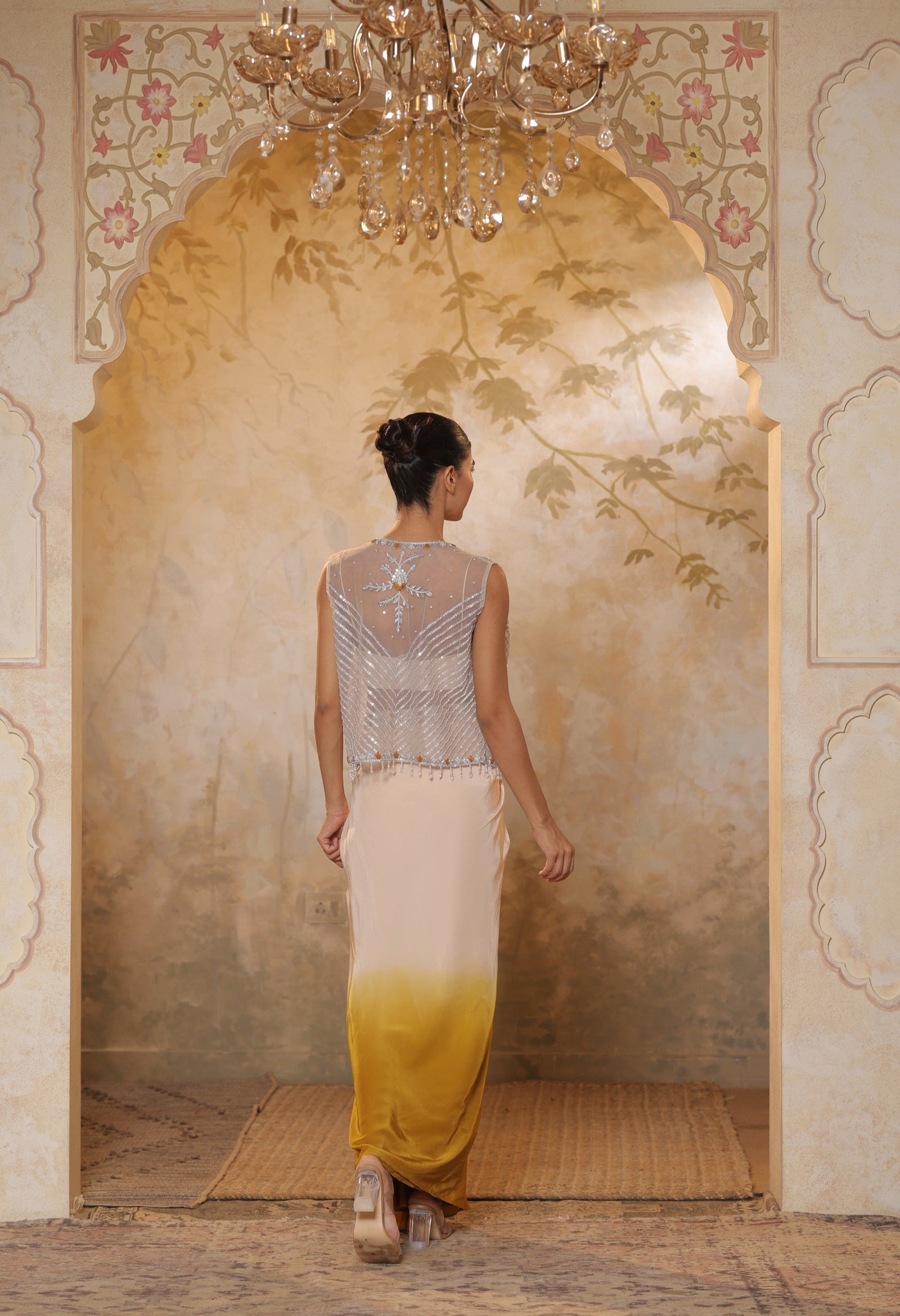 Ready to wear Skirt Dress, Fusion wear for ladies, Party Wear Skirt Dress, Festive Wear Skirt Dress, Indo-Western Skirt Dress, Draped Dress for Women, Sunantamadaan Skirt Dress, Boho Indo-Western dress