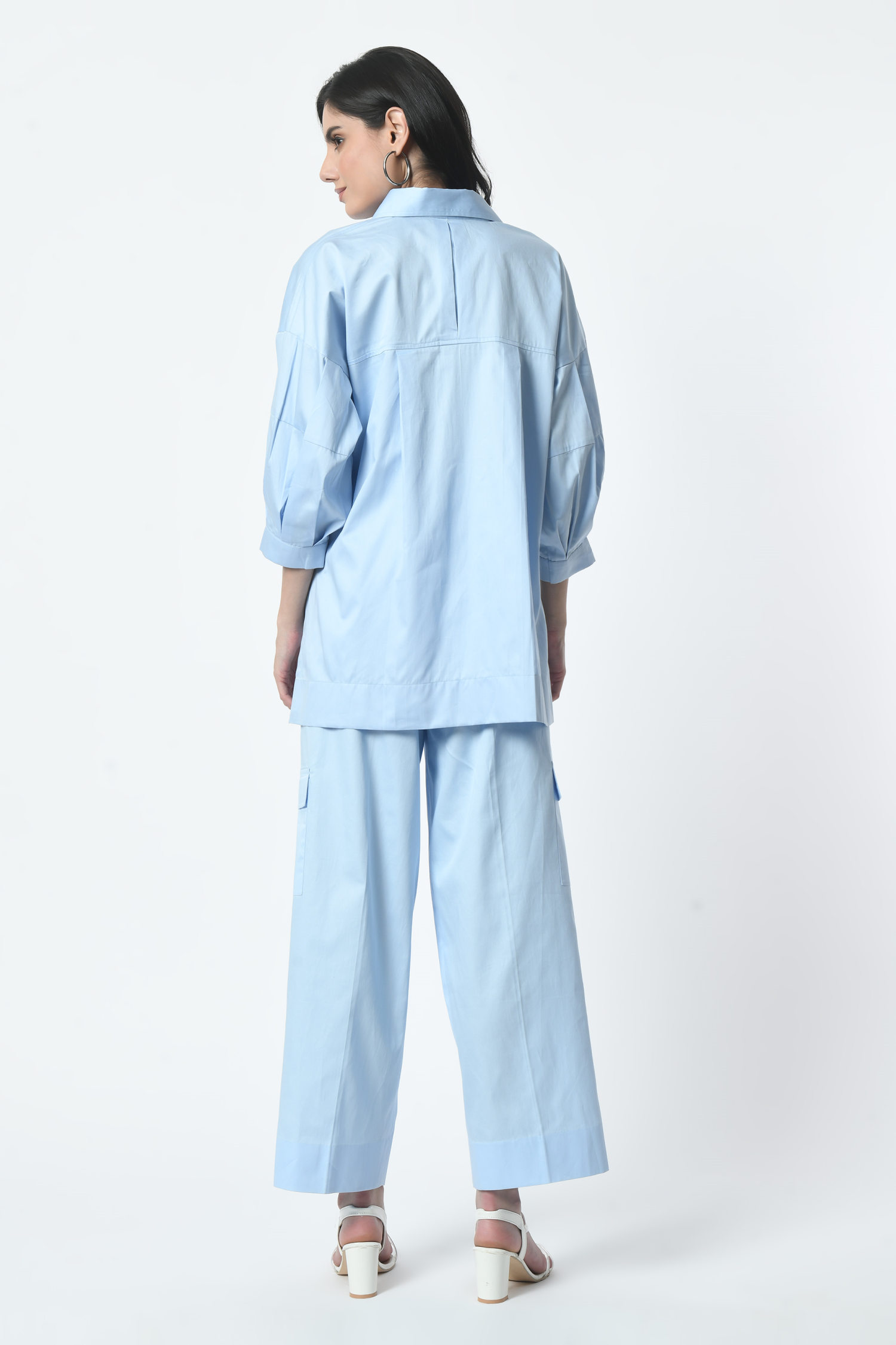 long sleeve cotton white shirt for women, Two piece set pants and shirt, cotton long sleeve shirts with trouser for women, womens suit co ord, Sunanta Madaan