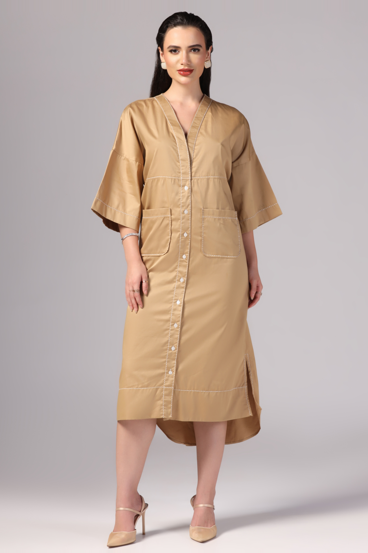 Camel Color Cotton Dress