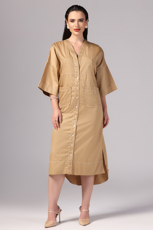 Camel Color Cotton Dress