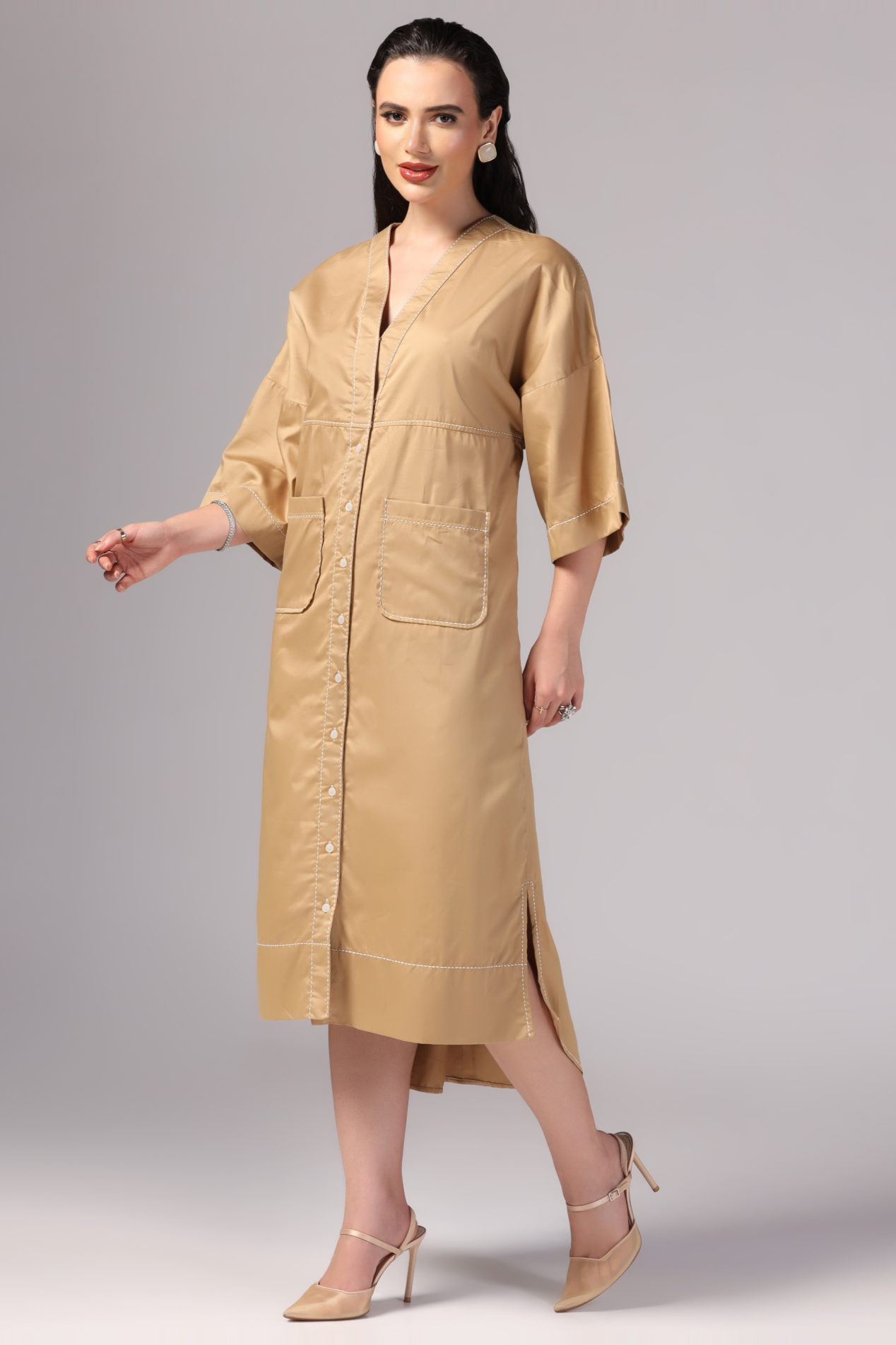 Camel Color Cotton Dress