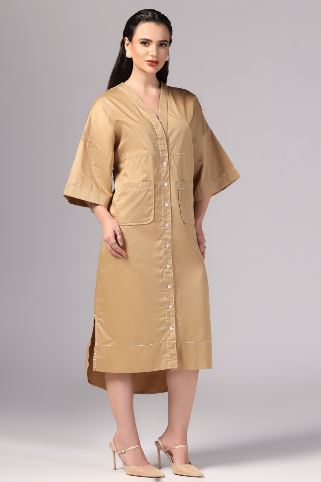 Camel Color Cotton Dress