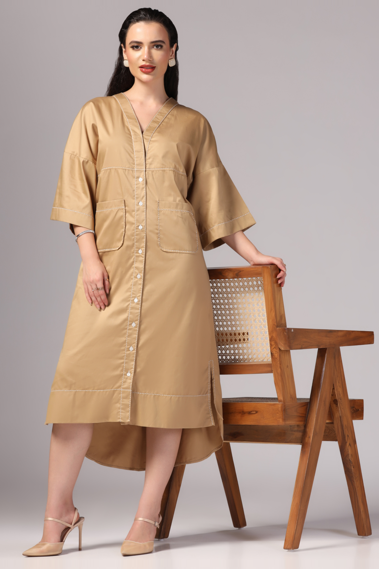 Camel Color Cotton Dress