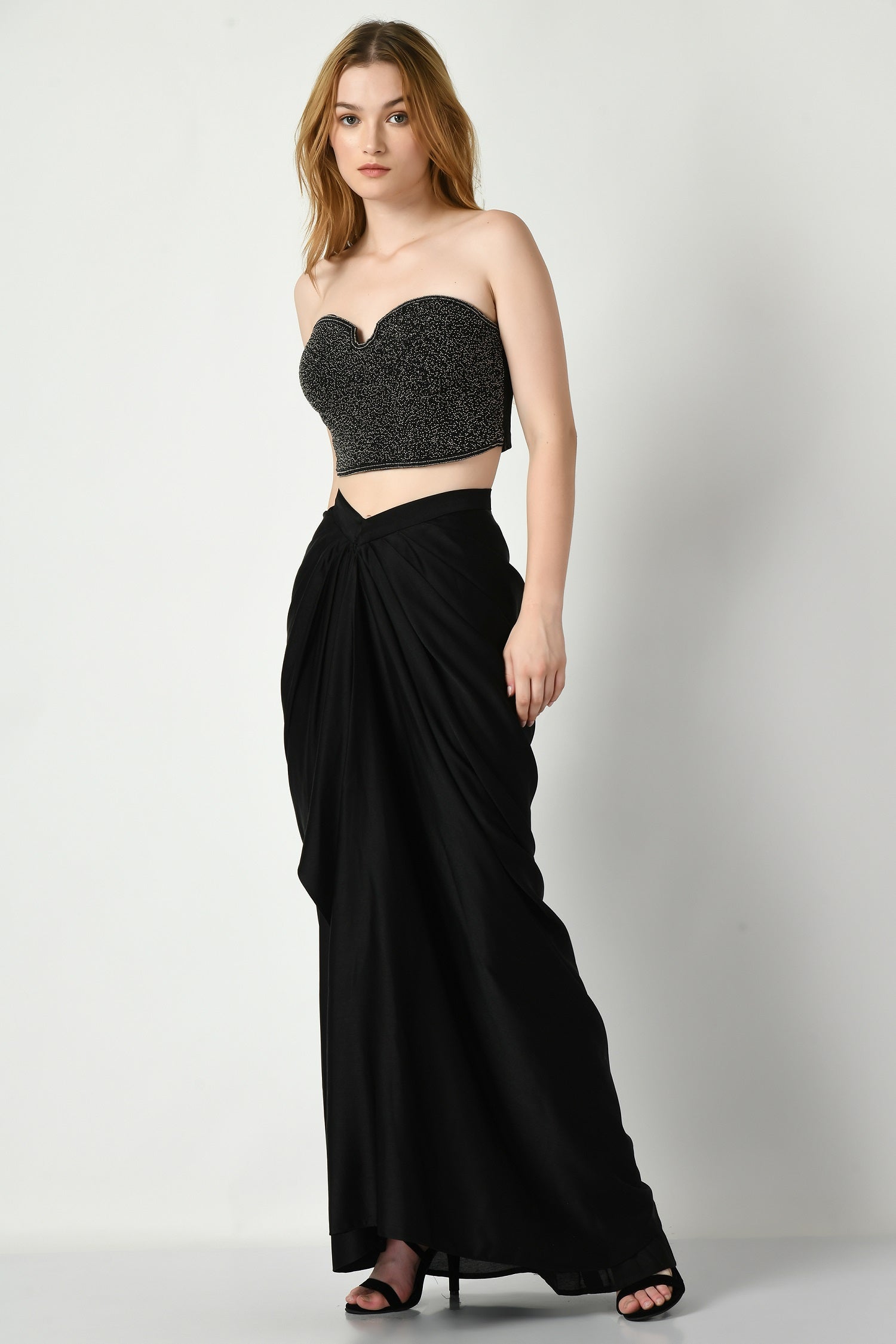 Black Indo Western Dress for Women Elegant Party Wear Loo