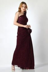 Cocktail dress for women, Cocktail gown for women online, cocktail gown new designs, Wine cocktail gown, Wine evening gown - discount on long gown, Shop Stylish Indo-Western Dresses for Women Online, Cocktail gown for women, Designer evening gown party wear, Cocktail dress for women by Sunanta Madaan, Wine cocktail gown for wedding reception in India, Designer wine cocktail dress online India, Wine color evening gown with sleeves India, Luxury occasion dresses, Red carpet evening gown India