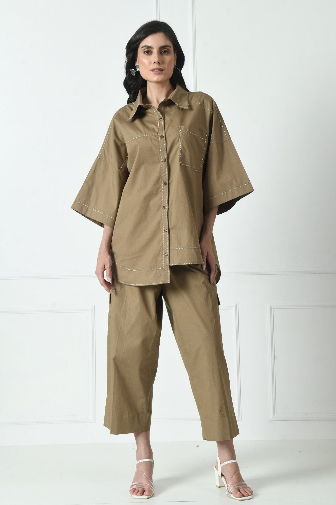 Brown Coord Set, coord set for women, Cotton Coord set, Coord Set for womens,  Sunanta Madaan Coordsets, Semi Formals, Casual Wear