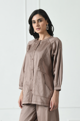 Cotton Shirt for ladies, Daily Wear Shirts for Ladies, Brown shirt for Ladies, Full Sleeve Shirt for Ladies, office wear shirt for ladies, evening wear shirt for ladies, pocket shirt for ladies, sunanta madaan