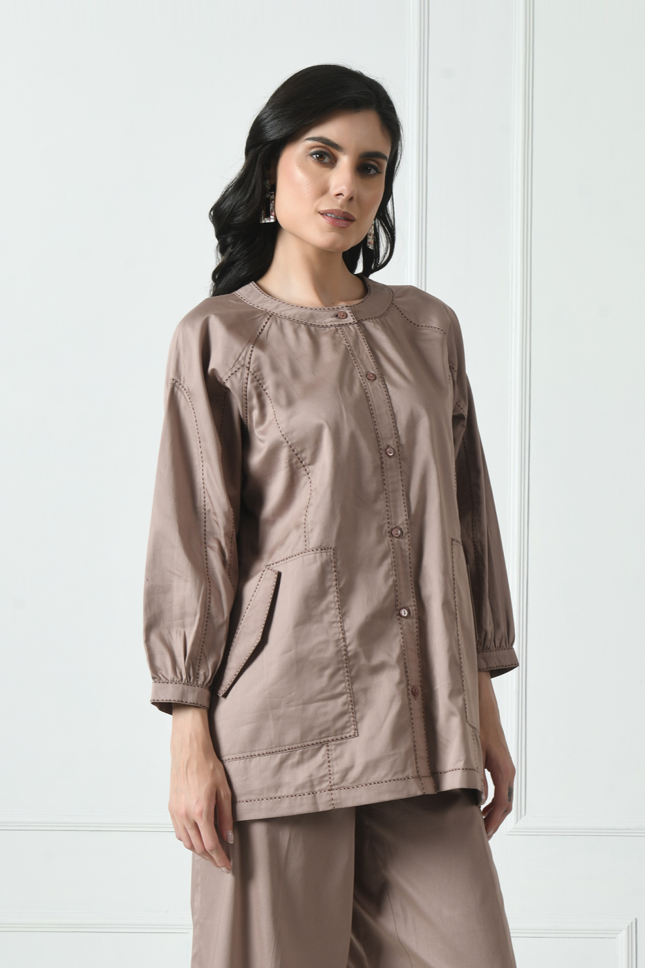 Cotton Shirt with Pocket for women, Long Sleeve Shirt, Stitched Shirt, Designer Shirt for Women, Casual Wear Shirt for women, Office wear shirt for women, Sunanta Madaan