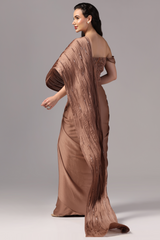 Traditional saree with modern twist, Festive Indo-Western saree, Festive saree with modern blouse, Stylish draped saree, Indo-Western saree for office wear, Sunanta Madaan