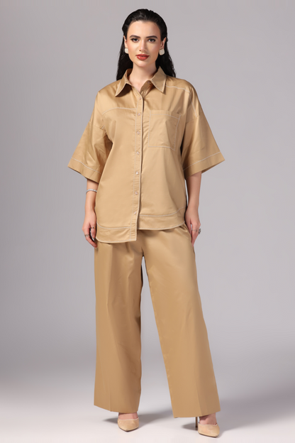 Coord Set for Women, High Low Coord Set, Coord Set with Pant, Boho Coord Set, One Pocket Coord Set, Long Sleeve Coord Set, Thread Work Coord Set, Sunanta Madaan