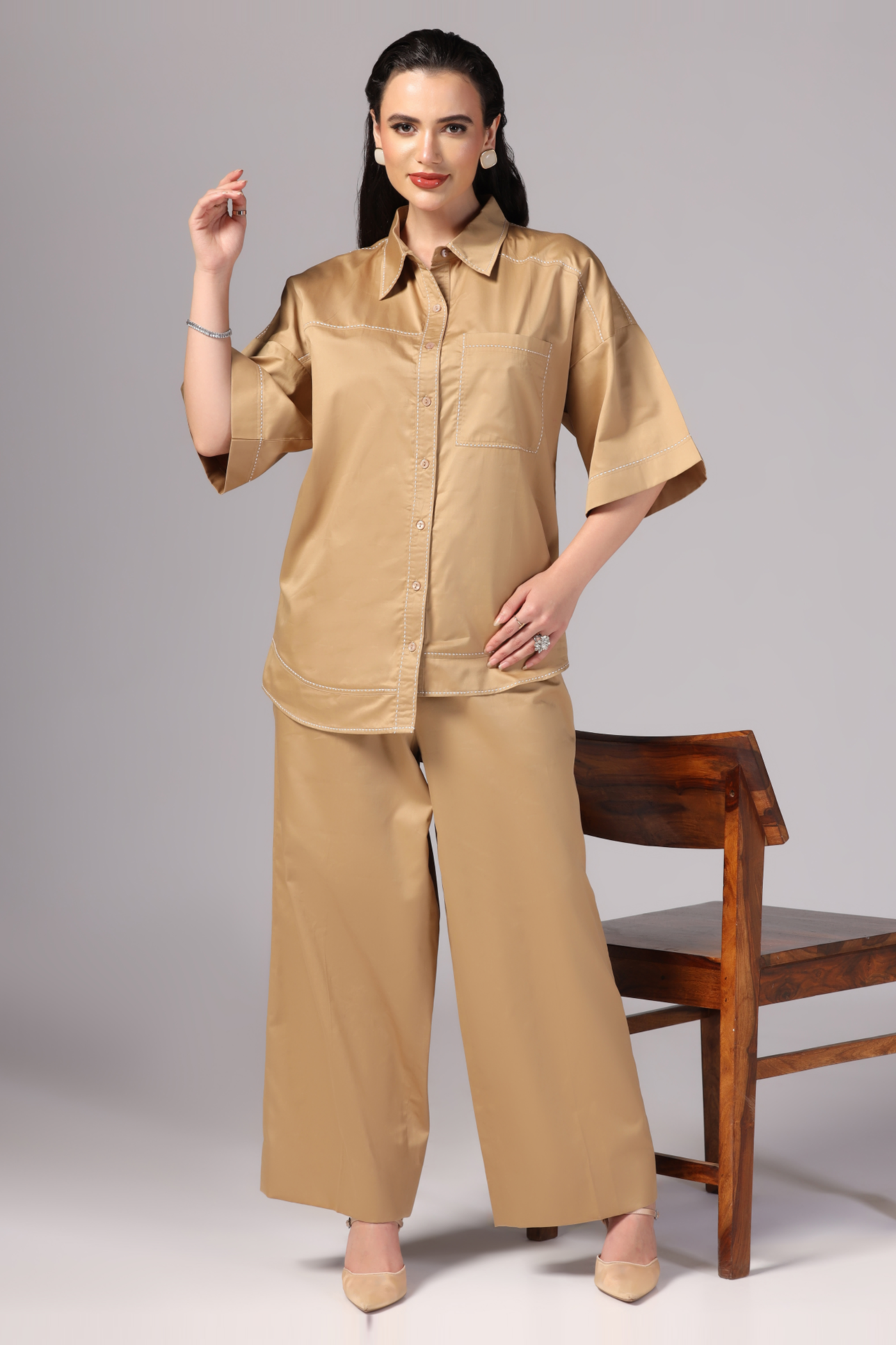 Lounge shorts set, Long sleeve coord set, Wide-leg pant coord set, Collared Coord Set, High Low Coord Set, Wide-leg pant coord set, Sunanta Madaan