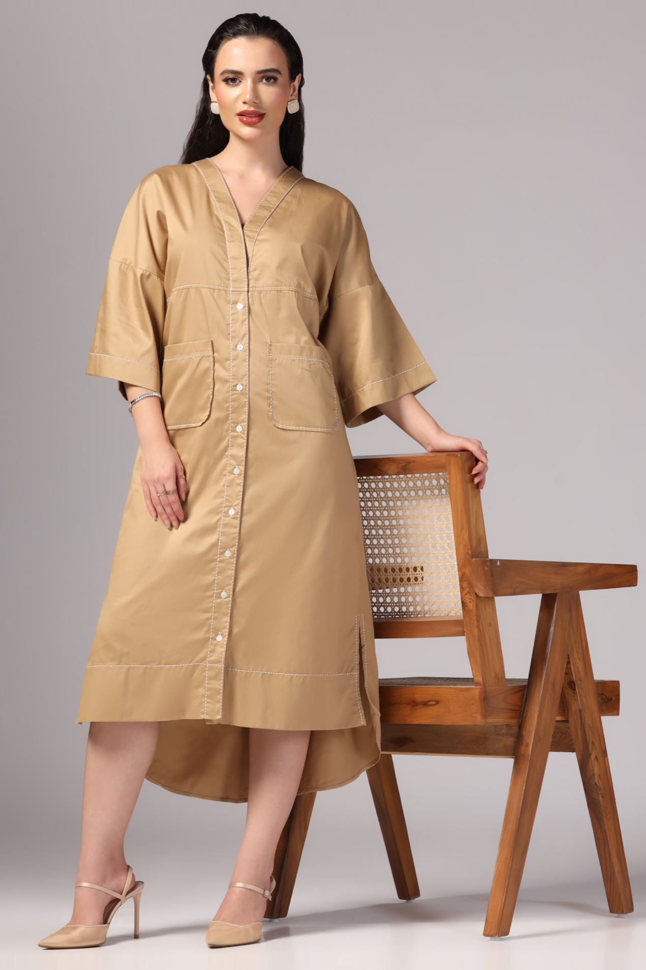 Women's long dress, Casual long dress, Summer long dress, Maxi dress, V-neck long dress, High Low Long Dress, Sunanta Madaan