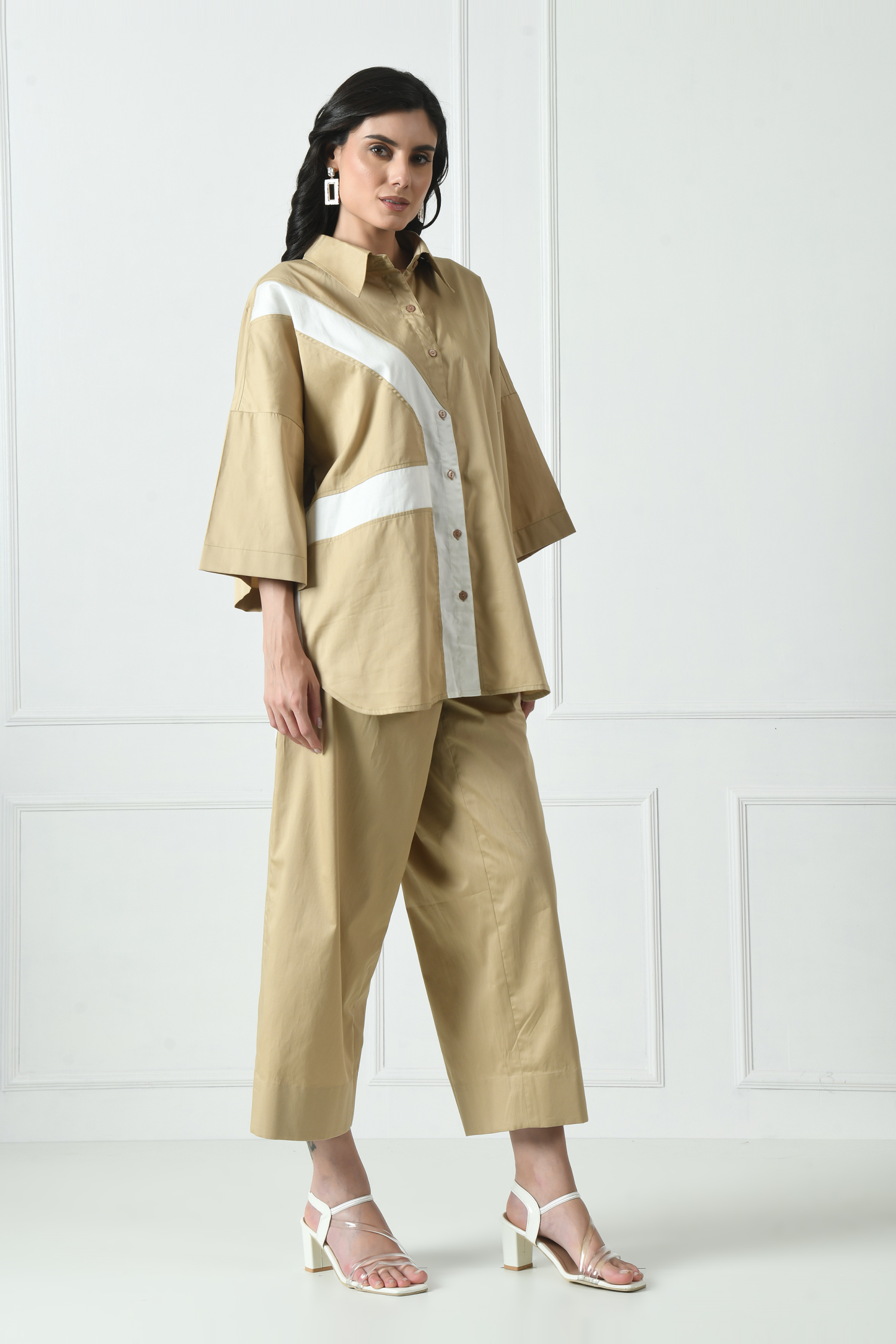 Coord Set for Women, Coord Set, Camel Coord Set, Coord Set with trouser, Sunanta Madaan