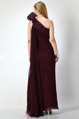 Wine cocktail dress, Cocktail party wear gown, One-shoulder Indo-Western gown, Evening gown woman, Party wear gown Womefor wedding,  Party Gown  dress for women, party gown western, evening gown for party wear, party wear dresses near me, Evening party Wear, Party wear gown for women, Evening wear women's dresses, Party gown for wedding