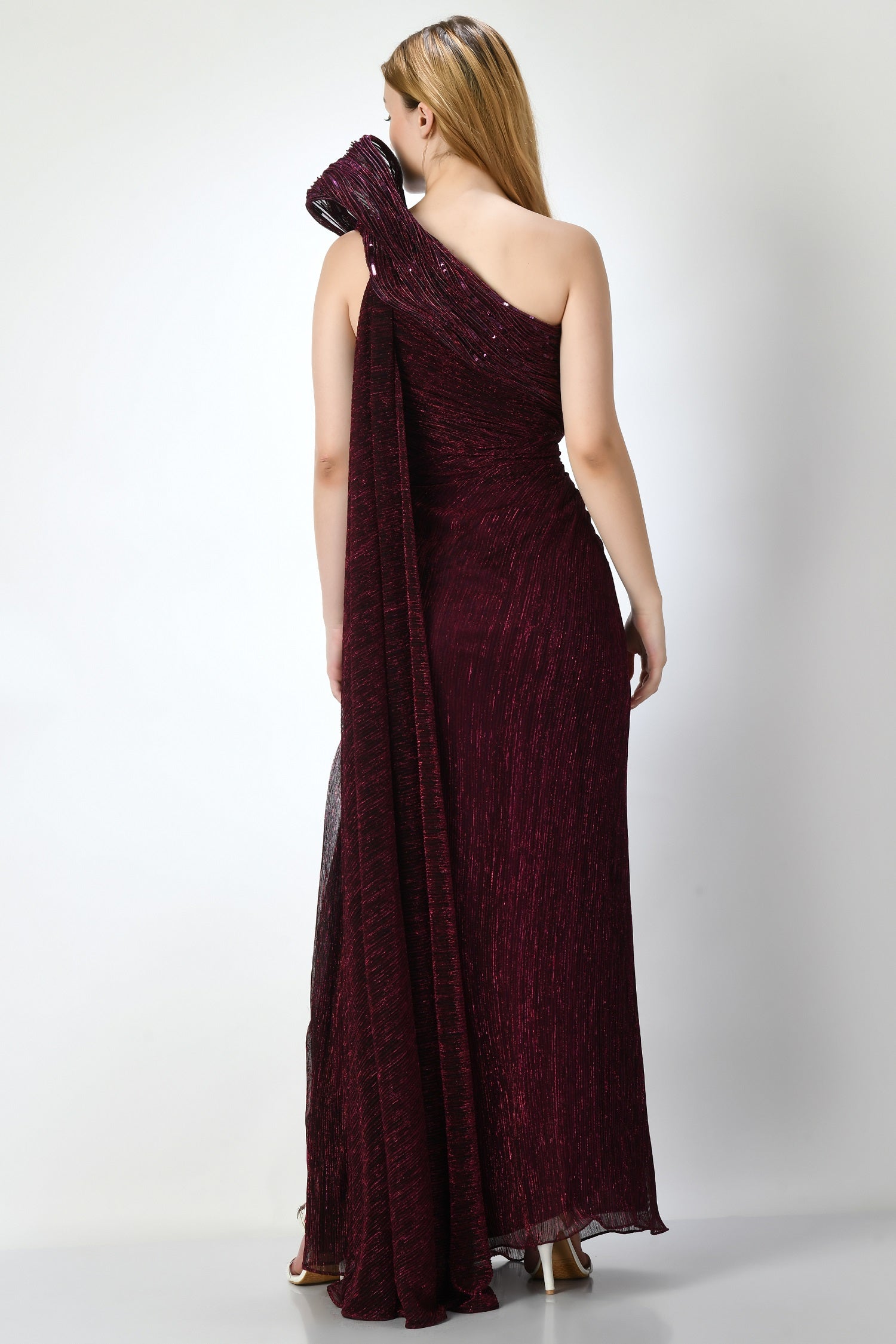 Wine cocktail dress, Cocktail party wear gown, One-shoulder Indo-Western gown, Evening gown woman, Party wear gown Womefor wedding,  Party Gown  dress for women, party gown western, evening gown for party wear, party wear dresses near me, Evening party Wear, Party wear gown for women, Evening wear women's dresses, Party gown for wedding