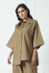 Lightweight cotton shirt, Cotton relaxed-fit shirt, Casual cotton shirt, Formal cotton shirt, women's cotton shirt, Cotton button-up shirt, Sunanta Madaan