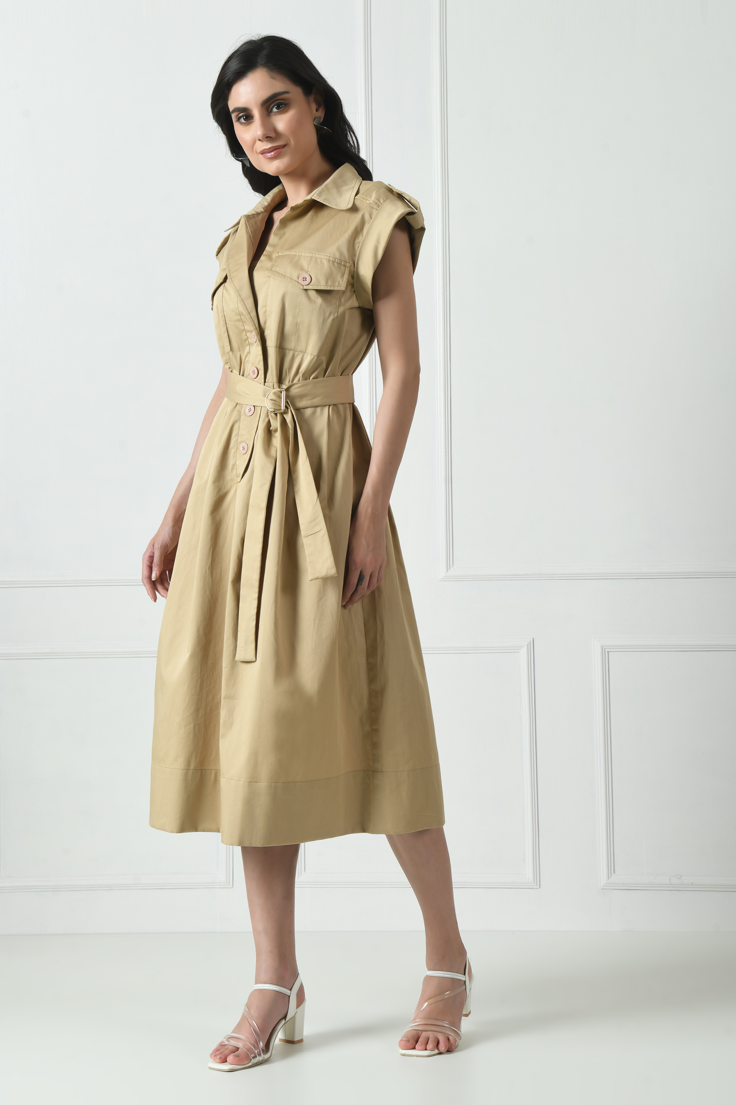 Beige Cotton Dress for Women | Comfortable Casual Wear XL Beige Cotton Dress for Women | Comfortable Casual Wear XL