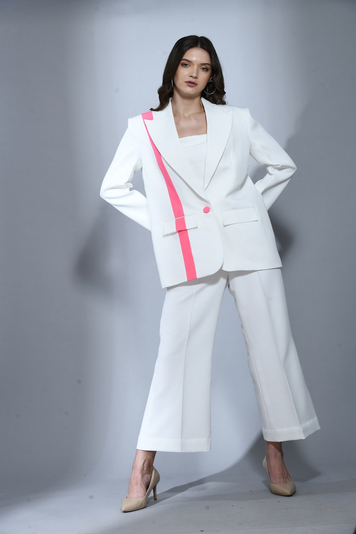 Belgravia White Fine Crepe 3 Piece Blazer Set