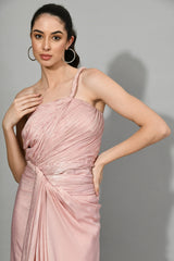 Formal gown for women, Simple gown for women, Gown dress for women, Gown for women, Draped Gown for women, Buena Park One Shoulder Gown for women, Cape gown for women, Evening wear gown for women, Cocktail gown for women by sunanta madaan