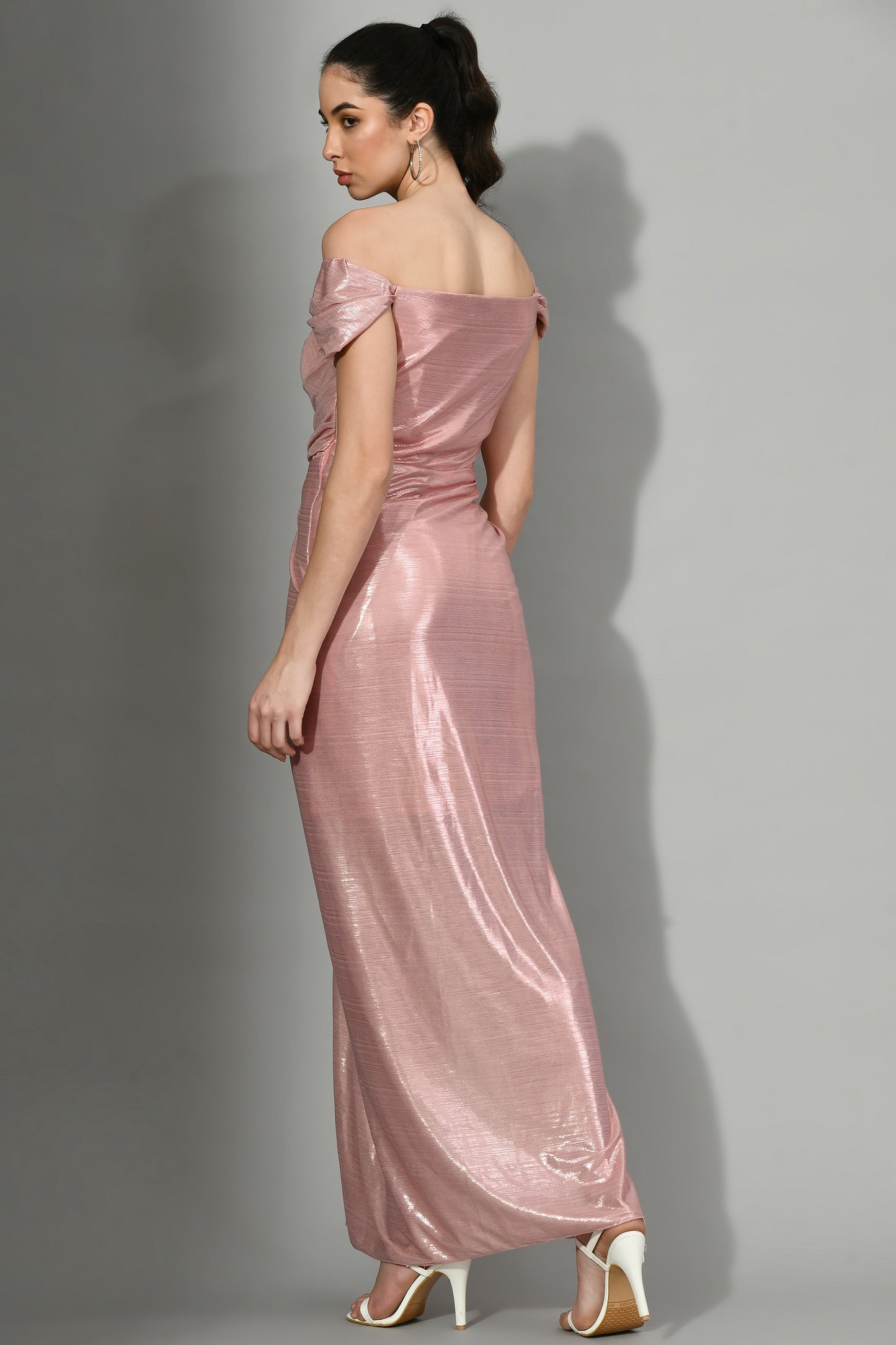 Galax Pink Metallic Lycra Cocktail Dress