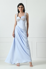 Indo-Western gown for reception, Indo-Western gown for engagement, Indo-Western evening gown, Indo-Western floor-length gown, Modern Indo-Western gown, Sunanta Madaan