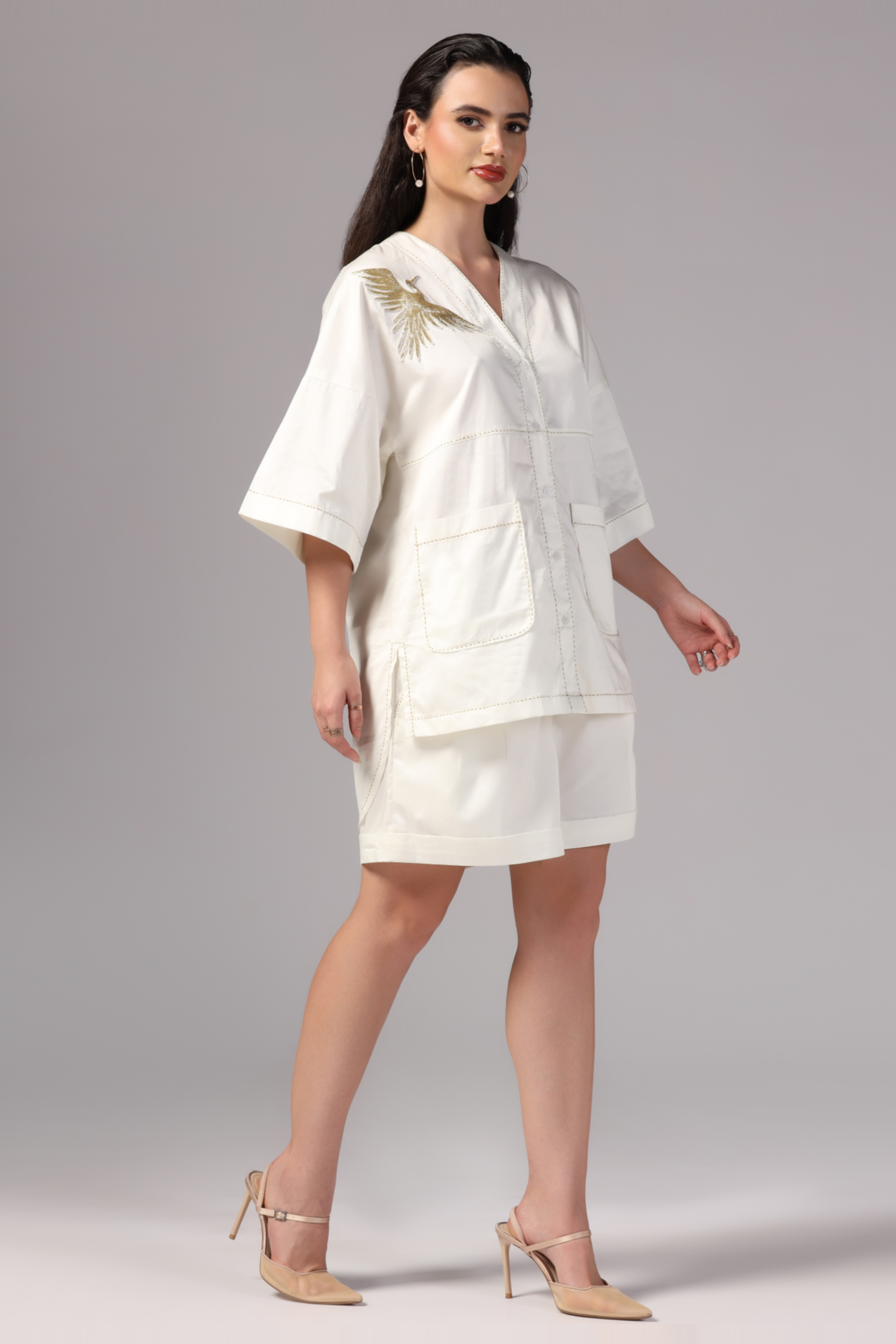 Coord Set for Women, Coord Set with Shorts, Embroidered Coord Set, Cotton Coord Set for Women, Beach Wear Coord Set for women, Sunanta Madaan