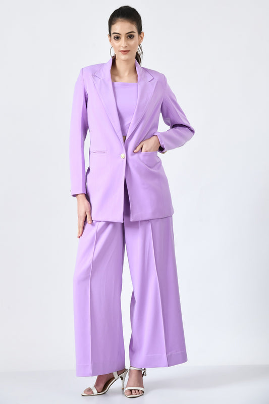 Barbican Lilac Fine Crepe 3 Piece Blazer Set for Women