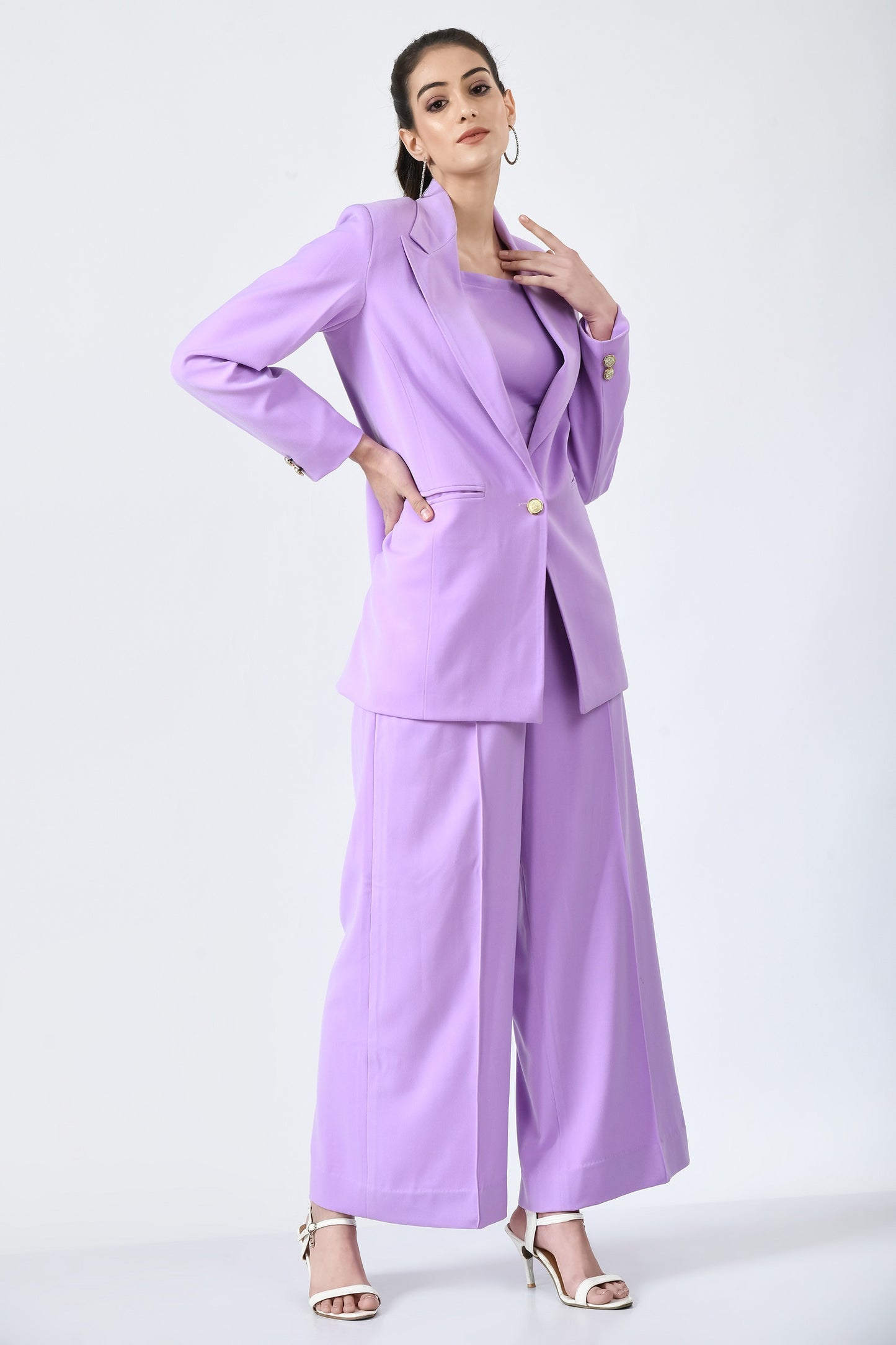 Barbican Lilac Fine Crepe 3 Piece Blazer Set