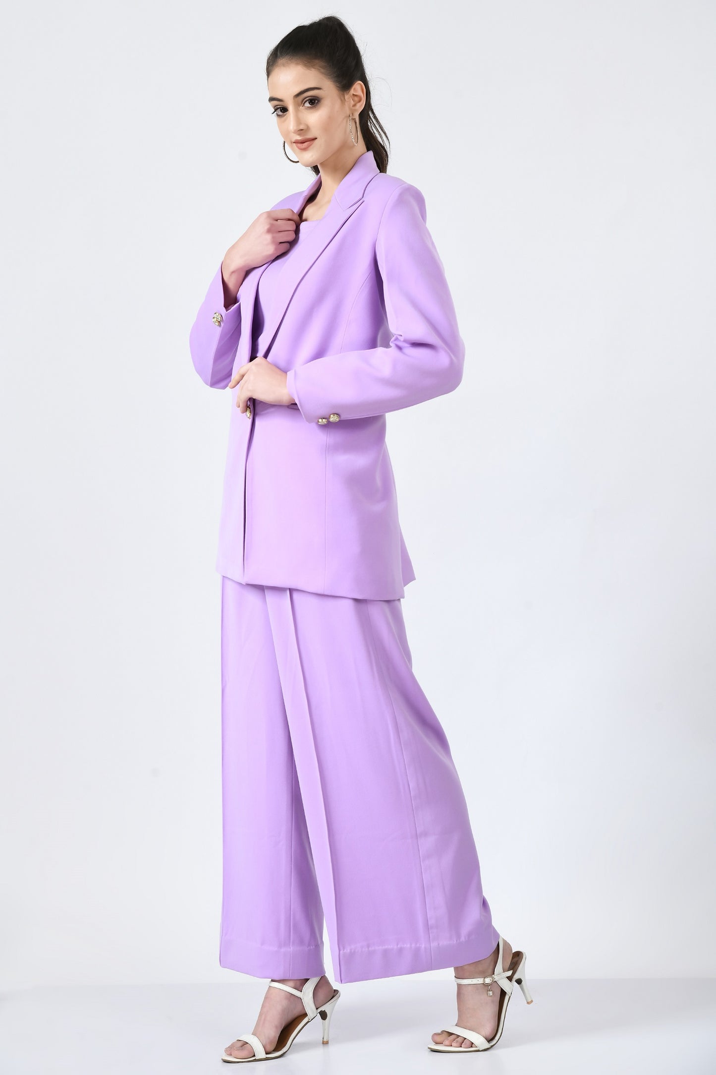 Barbican Lilac Fine Crepe 3 Piece Blazer Set