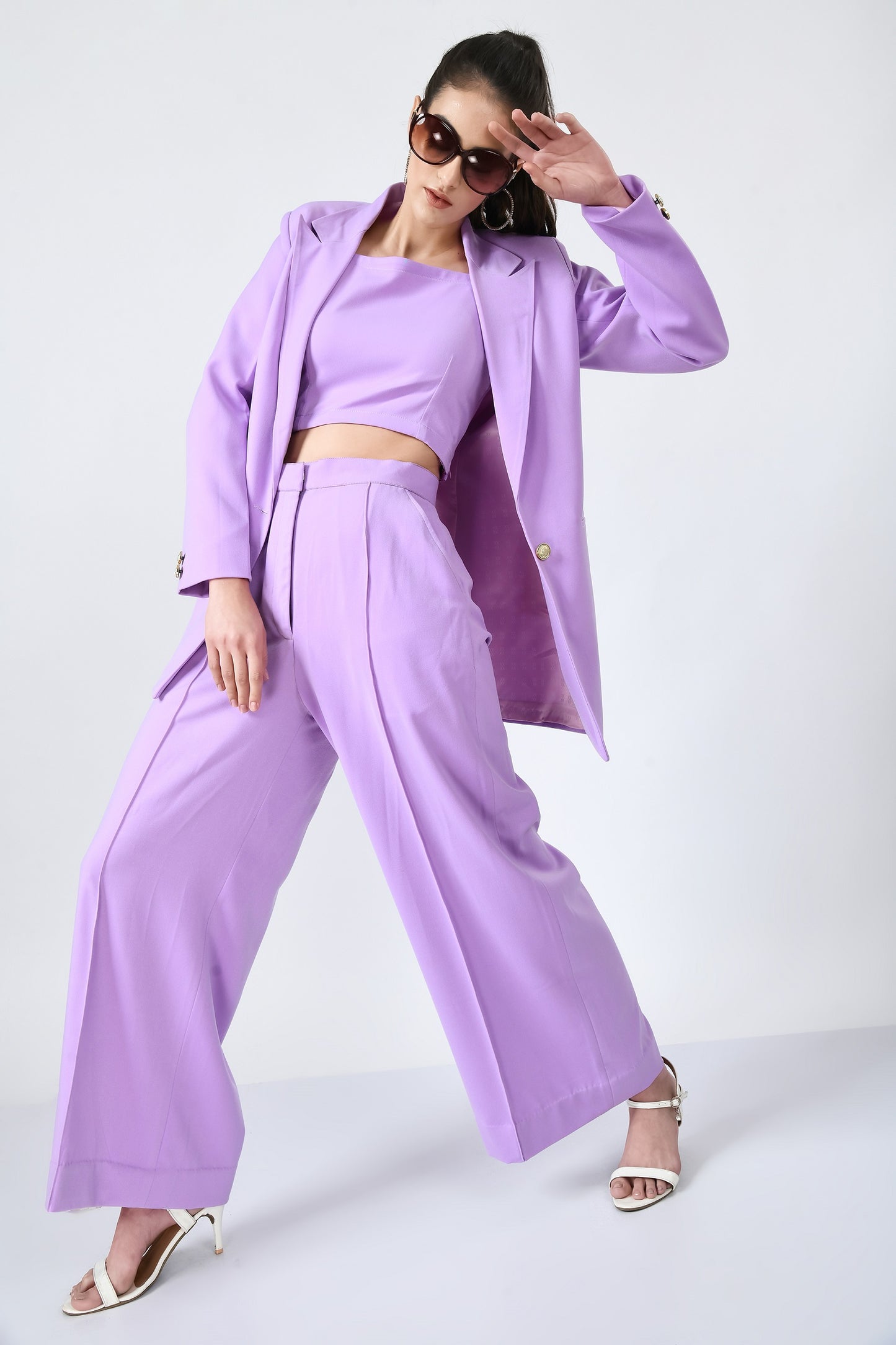 Barbican Lilac Fine Crepe 3 Piece Blazer Set