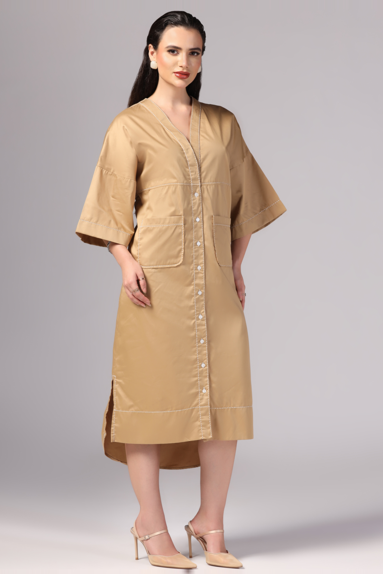 Long boho dress, Long beach dress, Long Cotton dress, High-low long dress, Long tiered dress, Long dress with pockets, Sunanta Madaan