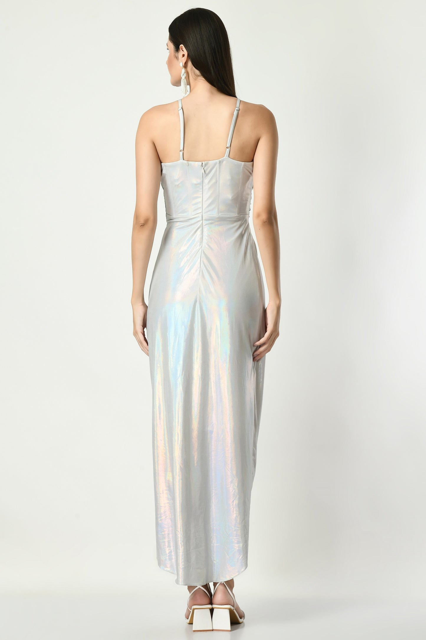 Cody Sliver Lycra Maxi Sheath Dress