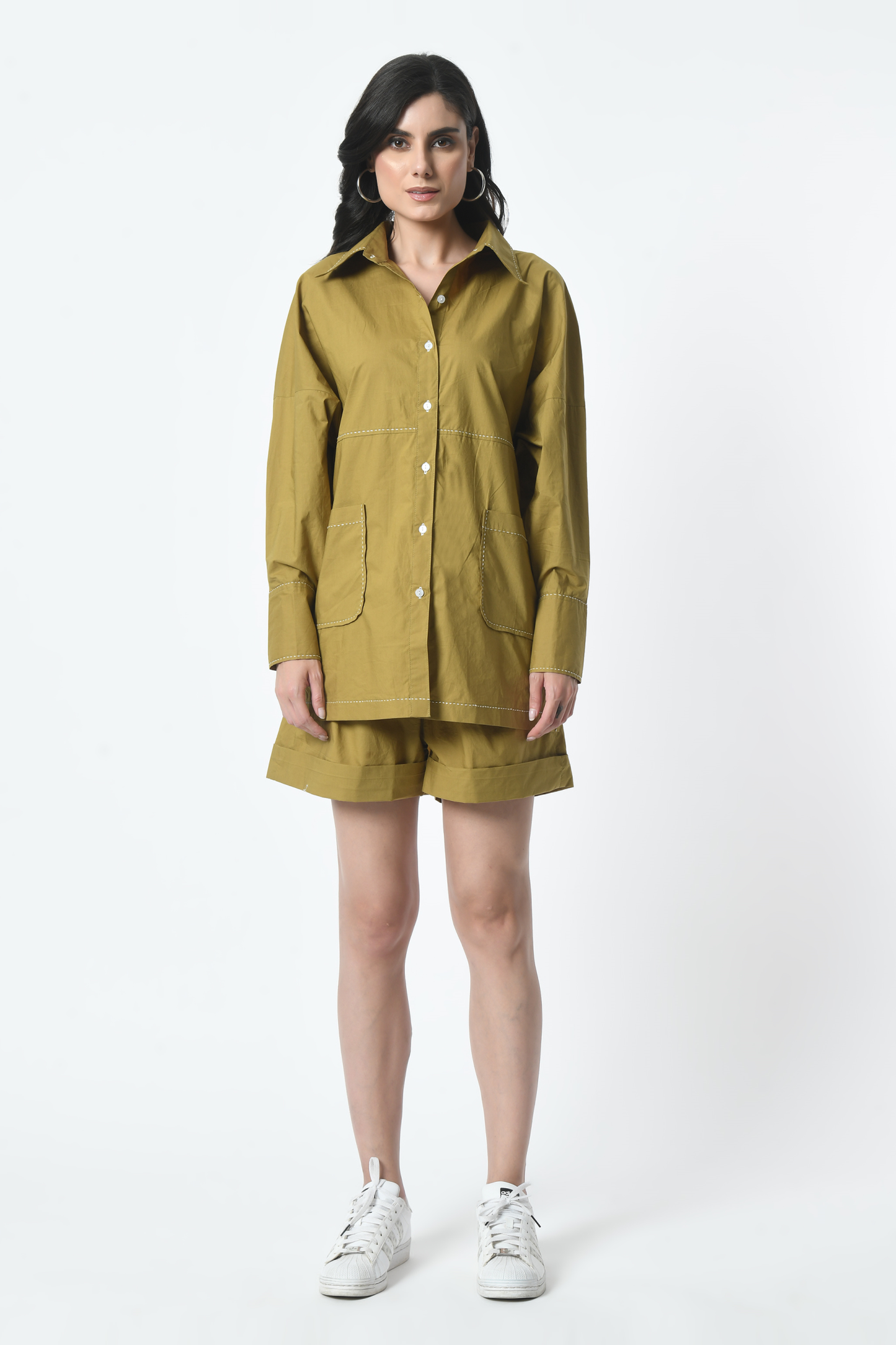 Lightweight summer dress, Double pocket cotton shirt coord set for ladies, coord set for ladies, Utility coord set, Boho coord set for women, Cotton coord set for women, Sunanta Madaan