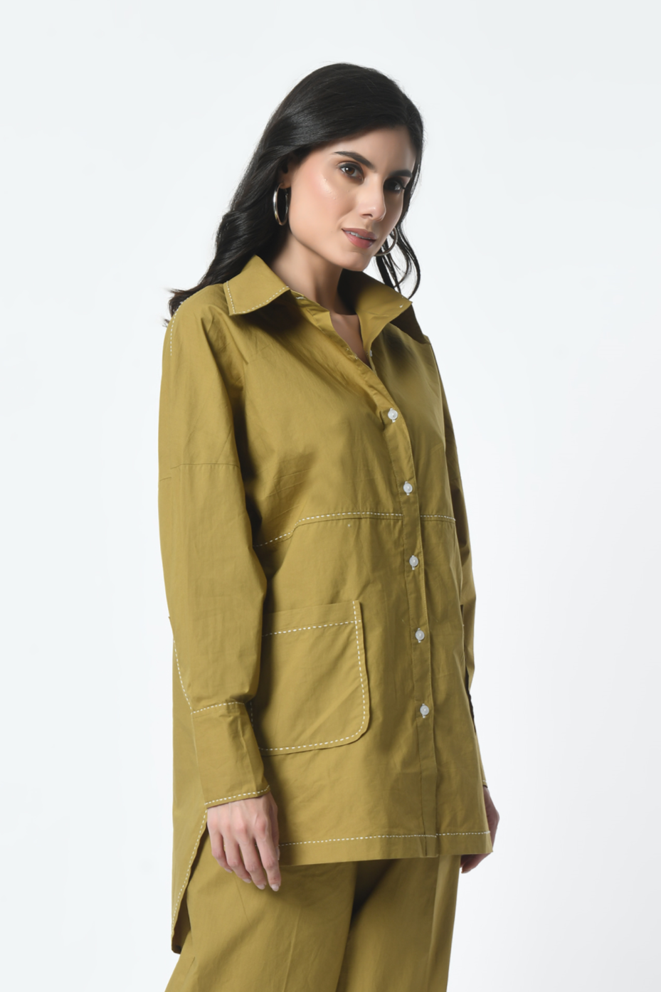 Women's cotton shirt, Cotton shirt for work, Casual cotton shirt, Formal cotton shirt, Cotton shirt with pockets, High-low cotton shirt, Cotton shirt for office, Sunanta Madaan