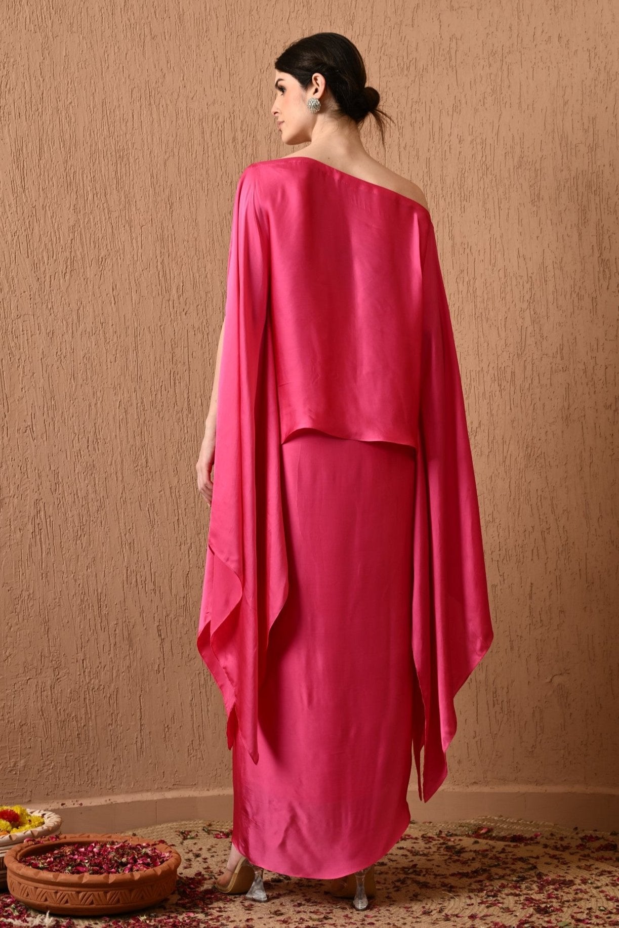 Kaftan, Pink Kaftan, Kaftan with Draped Skirt, Indo-western, Western Dress, Party Wear, Occasion Wear, Sunanta Madaan, Beach Wear, Wedding Wear