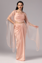 Indo-Western skirt dress, Indo-Western lehenga skirt, Indo-Western fusion dress, Lehenga skirt with top, Indo-Western wedding skirt dress, Indo-Western pre-stitched skirt, Sunanta Madaan