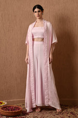 Pink Cape Set, Pink Indo-western Wear, Pink Western Wear, Pink Sharara with Top & Cape, Party Wear, Festive Wear, Sunanta Madaan