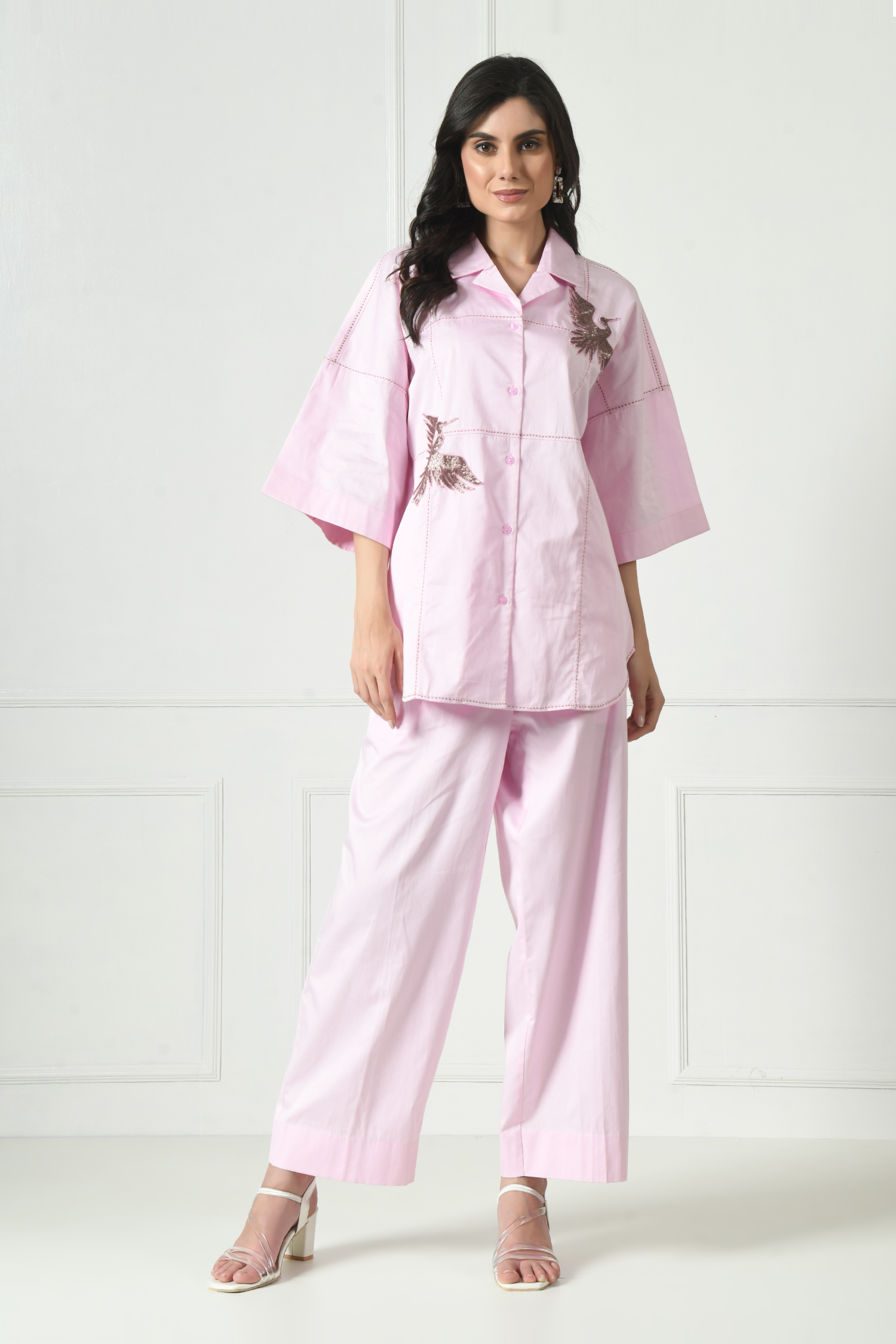 Co-ord Set, Pink Trouser, Touser Co-ord Set, Women Coord Set, Co-ord Set, Embroidery Coord Set, Sunanta Madaan