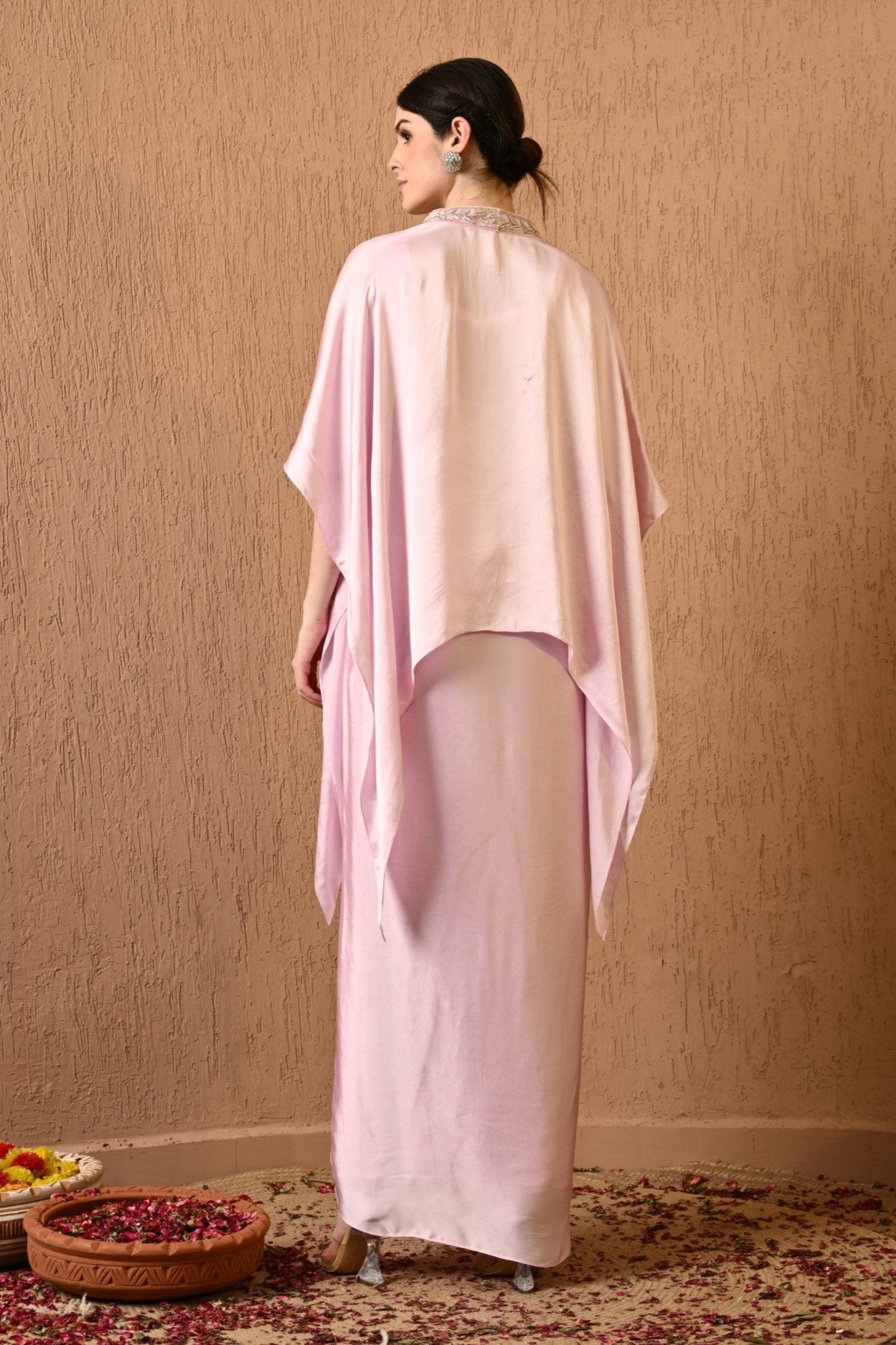 Kaftan, Pink Kaftan, Kaftan with Draped Skirt, Indo-western, Western Dress, Party Wear, Occasion Wear, Sunanta Madaan, Beach Wear, Wedding Wear