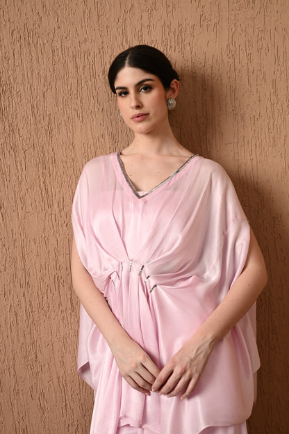 Kaftan, Pink Kaftan, Kaftan with Palazzo, Indo-western, Western Dress, Embroidered Kaftan, Sunanta Madaan, summer wedding kaftan, holiday kaftan dress