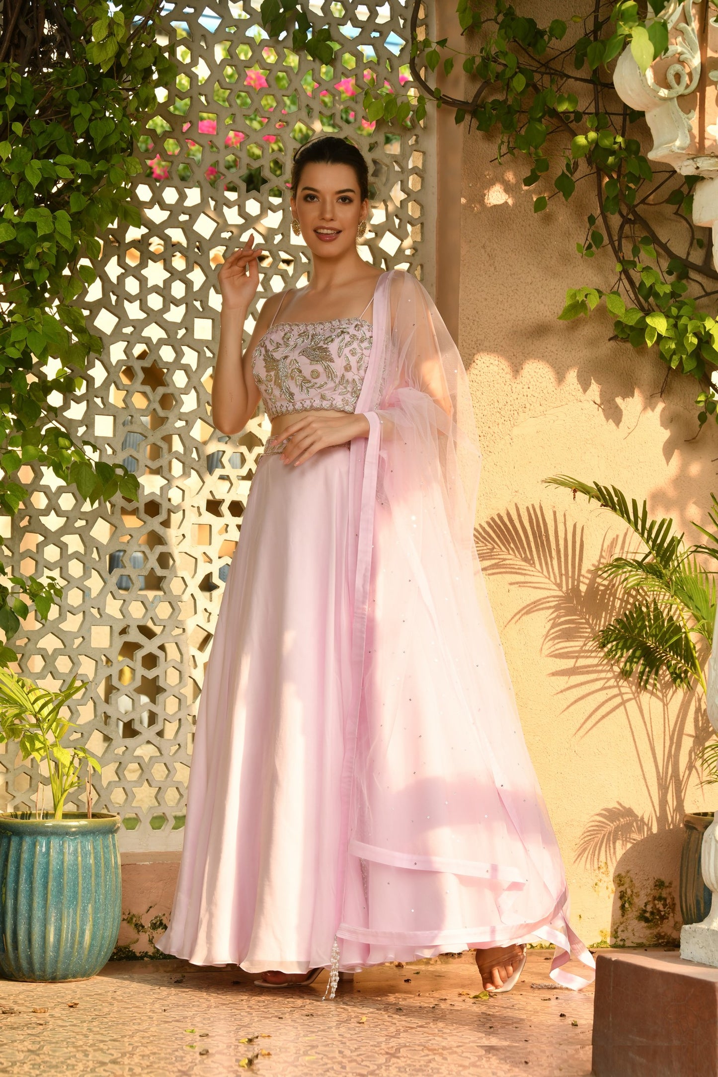 Party Wear Lehenga, Festive Wear Lehenga, Pink Lehenga, Embroidered Lehenga, Lehenga with Dupatta, Sunanta Madaan