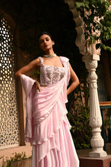 Party Wear Saree, Traditional Look Saree, Modern Look Saree, Pink Ruffle Saree for wedding,  Bollywood Style, Celebrity Look Saree, designer sarees for wedding, wedding saree collection, ready to wear saree for wedding, saree for wedding party, Sunanta Madaan