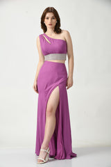 One Shoulder Skirt Dress for women, Morrilton Designer Indo-Western dress for women, Stylish Indo-Western skirt Dress for ladies, hand-embroidered beadwork Skirt Dress for women by sunanta madaan