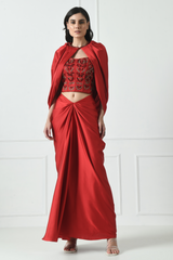 Skirt set for women, Two-piece set, Draped outfit for women, Women's draped skirt, Skirt set fashion for women, Draped skirt outfit for women, Elegant skirt set, Trendy skirt set, Draped two-piece, Skirt set for women, Draped skirt co-ord, Near Me, Sunanta Madaan