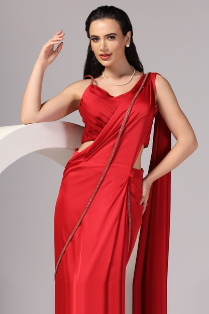 Designer Draped Saree for Women, Indo Western Saree for women, Indo Western Fusion Saree for women, Modern Saree, Trendy Saree, Sunanta Madaan