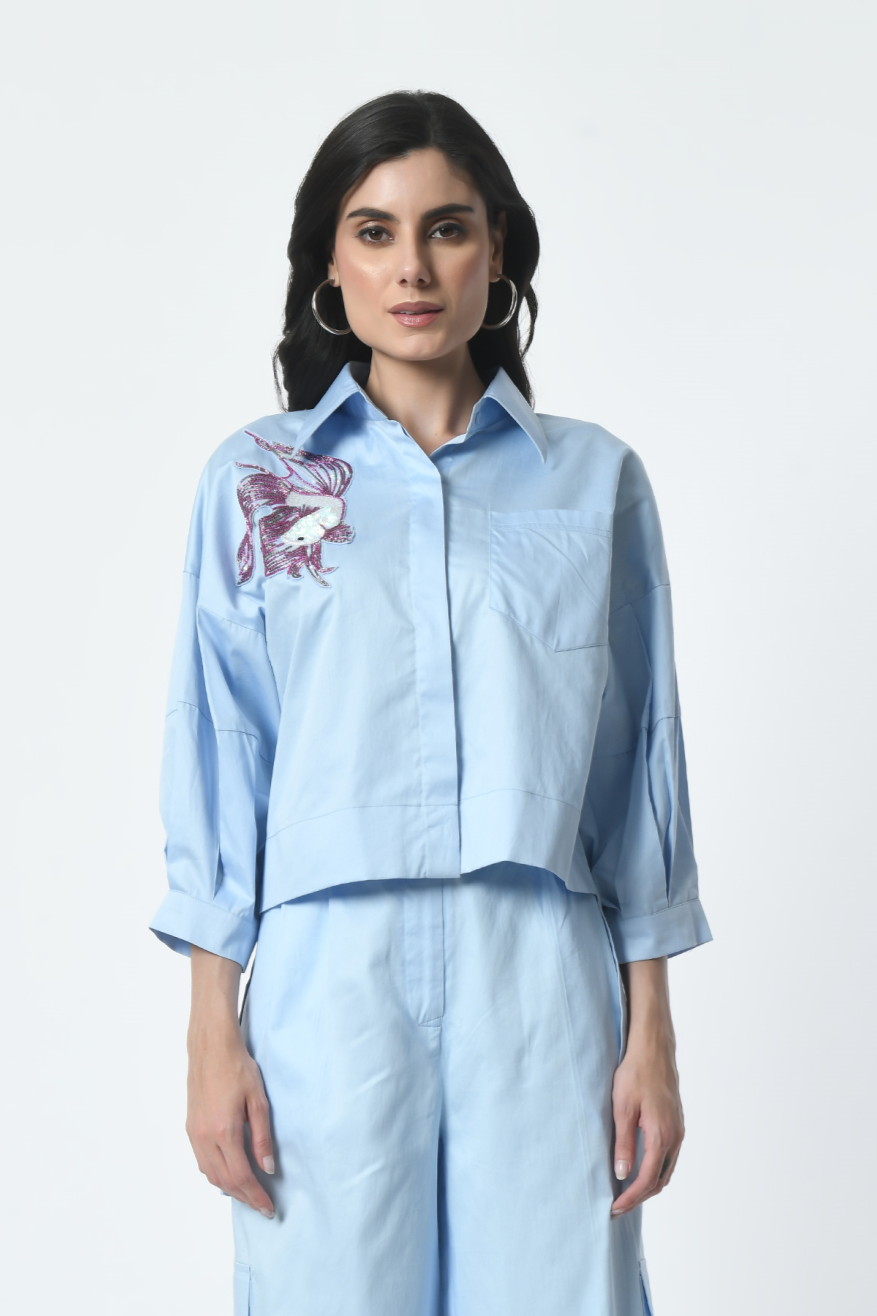 Shirts for Women, Embroidered Shirts for ladies, Long Sleeve Shirts for Women, Resort Wear Shirts, Party Wear Shirts for women, Sunanta Madaan