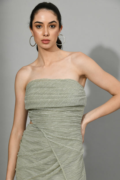 Amelia Sliver Mint Fancy Crepe Cocktail Dress